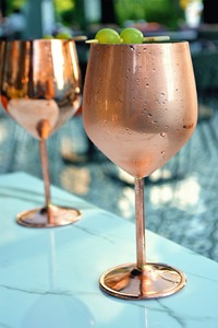 Verre à vin en cuivre martelé ILAHI, écologique, portable, moderne, avec couvercles, emballage en boîte blanche, pour la maison, l'hôtel, les fêtes - Product Image 3