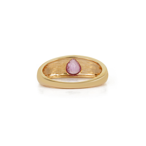 New Arrivals Precious Gemstone Pear Shape Pink Sapphire Chunky <b>Dome</b> <b>Ring</b> Wedding Party Jewelry Pure K14 Yellow Gold - Product Image 6