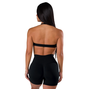 Soutien-gorge de sport sans couture à col halter pour femme, design minimaliste, haute élasticité, pour yoga, gym, entraînement, vêtements de sport tendance, OEM - Product Image 4