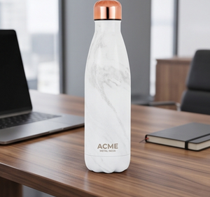 Bouteille d'eau en cuivre à imprimé marbre blanc classique de qualité supérieure, écologique pour un usage quotidien, école, bureau, fitness, extérieur, voyage et cadeau - Product Image 3