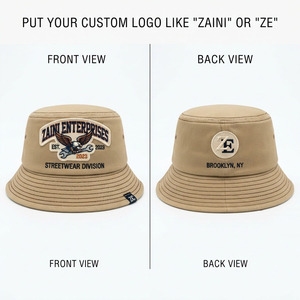 Chapeau Bob en Sergé de Coton Premium 260 GSM Beige Kaki Noir avec Logo Personnalisé Brodé en 3D, Chapeau de Soleil Streetwear Unisexe ZAINI ZI-120 - Product Image 1