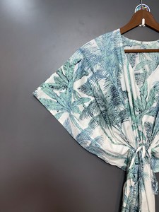 Caftán indio de algodón con estampado floral, vestido largo maxi, ropa de playa, ropa de dormir, pareo para mujer - Product Image 4