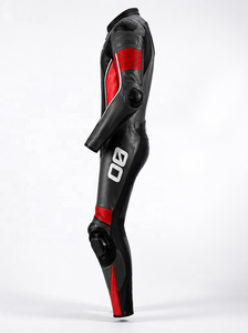 Custom Team Name-Number One-Piece Leather Motorcycle <b>Suit</b> | Black <b>Red</b> | Winter Printed | OEM ODM Manufacturer | Premium Design | - Product Image 2