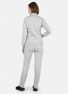 Ensemble de survêtement gris pour femmes, manches longues, col montant, fermeture éclair sur le devant, poches latérales, tenue décontractée - Product Image 4