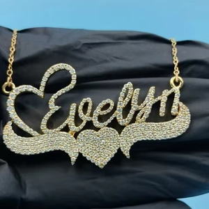 Collar con Nombre Personalizado de Plata de Ley 925 con Moissanita, Colgante con Nombre en Forma de Corazón, Joyería de Lujo Estilo Hip Hop, Regalo para Ella - Product Image 1