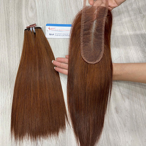 Extensiones de Cabello Humano Virgen Remy Vietnamita Más Vendidas, Lisas como Hueso, Hechas a Máquina con Doble Trama y Cierre - Product Image 6
