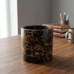 Vase rond en marbre pour table, décoration intérieure moderne, salon, durable, toutes saisons - Product Image 6