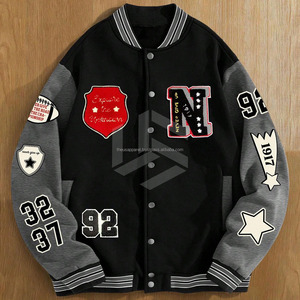 Custom Embroidered Baseball Bomber <b>Jacket</b> With Monochrome Letterman Varsity Design <b>Winter</b> Season <b>Leather</b> Sleeve Letterman Logo - Product Image 6