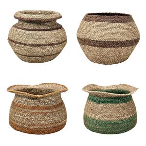 SPICE ROUTE - Cestas de Almacenamiento y Florero de Mimbre Ecológicos con Asa, Forma Geométrica para Decoración del Hogar - Product Image 1