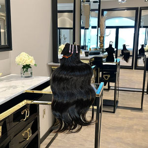 Cabello crudo alineado con cutícula virgen Remy indio de un solo donante, 100 gramos/paquetes, trama doble, estilo ondulado indio, tejido de un solo dibujo - Product Image 1