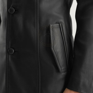 Manteau trench élégant pour homme en cuir véritable de qualité supérieure, tissu léger et écologique, construction durable, allure élégante - Product Image 6