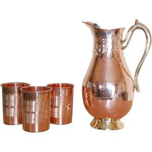 Ensemble de carafes en cuivre pour une expérience culinaire sensorielle, ensemble de service d'eau en métal avec verres, vaisselle de cuisine durable et réutilisable - Product Image 6