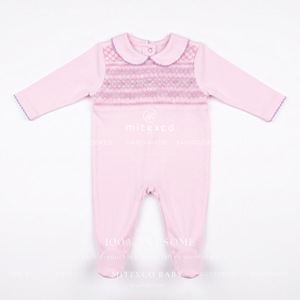 Conjunto de pelele de manga larga con patrón bordado a mano Mitexco para bebé, ropa de bebé, pijama para recién nacido, pelele de una pieza con pies cubiertos - Product Image 1
