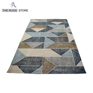 Tapis en laine tufté à la main, style nordique abstrait géométrique, motif triangulaire moderne, tapis de luxe - Product Image 6