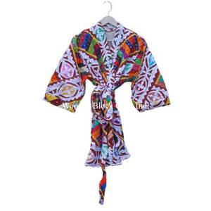 Kimono Kantha Indio Hecho a Mano, Estilo Vintage, para Mujer, Nuevo, Manga Larga, con Diseño Floral, Parches, Antiarrugas, de Secado Rápido, en Algodón - Product Image 1