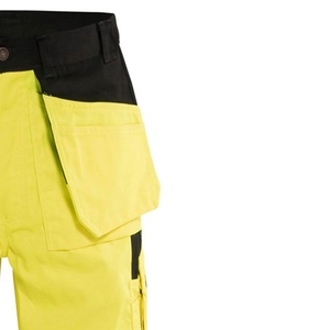 High Visibility Yellow <b>Work</b> <b>Pants</b> With Reflective Stripes And Multiple Pockets For Safety Wear - Product Image 6
