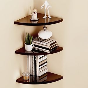 Estante Flotante de Madera de 3 Niveles para Sala de Estar, Estante Esquinero Decorativo, Organizador de Estantes |   Estante de Almacenamiento para Sala de Estar - Product Image 3