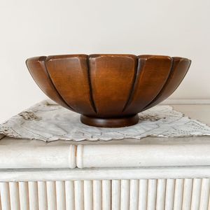 Premium <b>Brown</b> Wooden Serving Bowl Extra Deep Solid Wood Bowl For Fruit Salad <b>Pasta</b> And Snack Presentation - Product Image 1