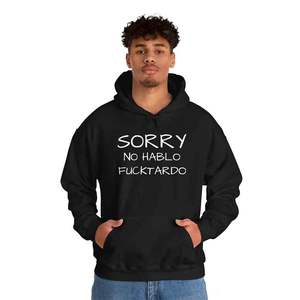 Sweat à capuche unisexe surdimensionné en molleton 100% coton brodé « Funny Sorry » - Product Image 5