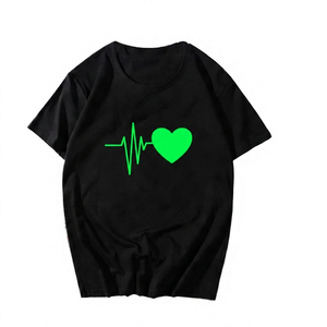 T-shirt décontracté à manches courtes pour homme Heartbeat Pulse Line, coupe classique, col rond, jersey en coton, écologique, respirant, séchage rapide - Product Image 6