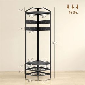 Corner <b>Shelf</b> and Clothes Hanger with Shoe Cabinet Functional Coat <b>Stand</b> - Product Image 6