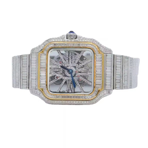 Nouvelle montre unisexe en acier inoxydable, quartz, classique, mode, luxe, diamants taille baguette, moissanite, 41 mm, résistante à l'eau 10 bars - Product Image 1
