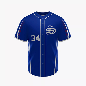 Custom Men Baseball Jersey Button <b>Down</b> White Blue Pinstripe Team Softball Training Uniform Shirt - Product Image 2