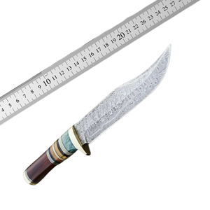 Cuchillo de caza y desollado de Damasco de primera calidad, proveedor mayorista con funda de cuero para pesca y actividades al aire libre, mercados de EE. UU. y Europa - Product Image 6