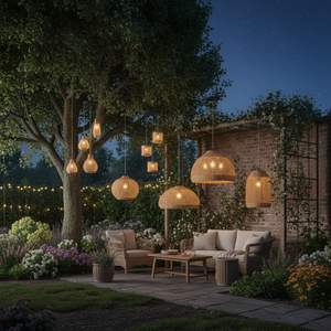 Lámpara Colgante LED de Mimbre Tejida a Mano, Estilo Moderno y Natural, para Decoración del Hogar, Sala de Estar, Vietnam - Product Image 4