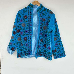 Embroidery Floral Velvet Inner Cotton Bohemian Style Winter Autumn Coat Street Wear Bomber Boho <b>Reversible</b> <b>Jacket</b> - Product Image 1