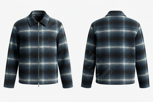 Chemises habillées à carreaux pour hommes, imprimées sur mesure, élégantes et tendance, avec fermeture éclair, décontractées et à la mode, pour l'automne et l'hiver, vente en gros - Product Image 2