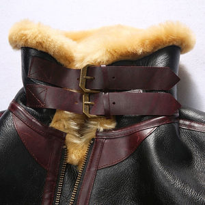 Chaqueta de Cuero Genuino Unisex de Primera Calidad, Chaqueta de Piel de Oveja con Forro de Borrego, Chaqueta Bomber de Invierno Personalizada al por Mayor OEM - Product Image 5