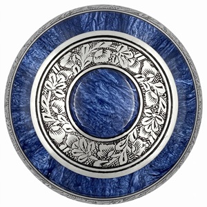 Urne funéraire en aluminium bleu cobalt marbré avec bande gravée argentée pour cendres d'adultes, 24 pouces - Product Image 4