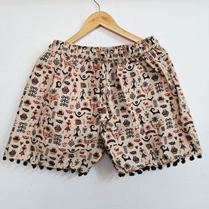 Shorts cargo bohèmes pour femmes, taille haute, 100% coton, avec bordure en dentelle, séchage rapide et taille élastique, shorts décontractés - Product Image 1