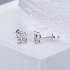 Pendientes de Diamantes Redondos de Oro Sólido de 18K para Mujer, Color G, Certificados por IGI, Joyería Clásica de Compromiso - Product Image 2