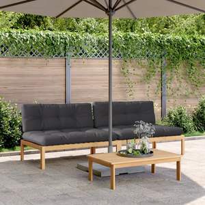 Canapé modulaire moyen en bois d'acacia massif anthracite pour jardin - Product Image 1