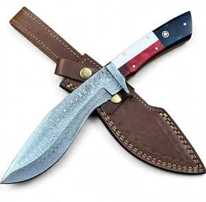 Couteau utilitaire d'extérieur en acier Damas fait main sur mesure, motif drapeau du Texas, manche en résine - Product Image 5