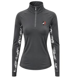 Camiseta Deportiva de Manga Larga para Mujer, Diseño Floral en las Mangas, con Cierre de Cremallera, para Entrenamiento y Actividades al Aire Libre - Product Image 1