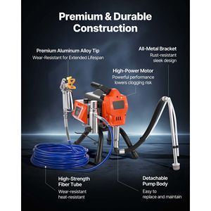 Spruzzatore di vernice airless ad alta pressione da 1500W 3300PSI con supporto, spazzola per la pulizia, tubo flessibile, asta di prolunga, ugelli, elettrico, per uso fai-da-te - Product Image 6