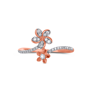 Bague de fiançailles haut de gamme pour femme, diamants marquise de 0,35 ct, bande ouverte avec accents floraux, prix de gros - Product Image 3
