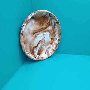 Bol de service en résine rouge et blanc, fait main, sans plomb, poli, avec motif marbré aquamarine, pour les fêtes - Product Image 6