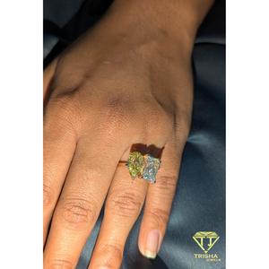 Exclusive VVS Moissanite Diamond in 925 Sterling Silver Ring Featuring Pear and Princess Cuts By Trisha Jewels - Product Image 2