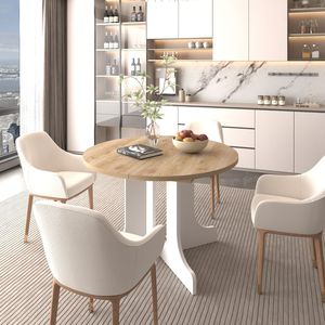 Tavolo da Pranzo Ovale Espandibile Bianco 59x43 Pollici per Cucina Rustica con Base a X e Poggiapiedi Rimovibile - Product Image 3
