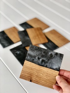 Nouvel Arrivage : Sous-verres carrés en bois d'acacia et résine époxy, style classique, design unique pour la maison, les fêtes et le salon - Product Image 6