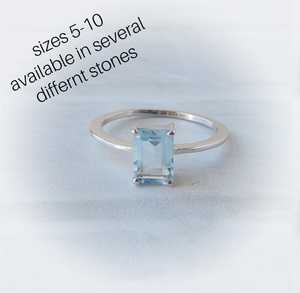 Emerald Cut Gemstone <b>Rings</b> Sterling Silver Garnet Blue Topaz Amethyst Citrine <b>Peridot</b> Birthstone Jewelry <b>Ring</b> - Product Image 5