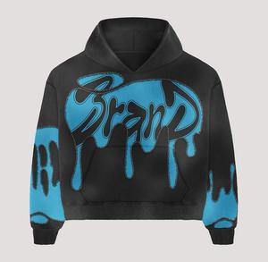 Ensembles de survêtements évasés personnalisés avec impression sérigraphique et effet délavé à l'acide, survêtements délavés à l'acide, ensembles de survêtements avec impression en relief pour hommes - Product Image 2