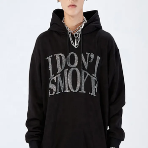 Unisex Black Graphic Hoodie Oversized Streetwear Pullover Hoodie <b>Slogan</b> Print Hooded <b>Sweatshirt</b> Casual Long Sleeve Fleece Hoodie - Product Image 3