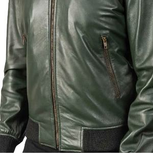 Blouson Bomber en Daim pour Homme, en Cuir de Mouton, Fermeture Éclair, Col Varsity, Poignets en Tricot Côtelé, Doublure Polyester, Vêtement d'Extérieur Élégant 2026 - Product Image 5