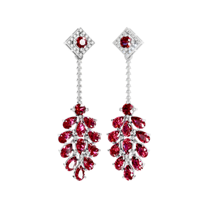 Elegant 925 Sterling <b>Silver</b> Ruby Teardrop White Gold Pear Cut Red Gemstone Designer <b>Long</b> Dangle Jewelry for Women's Wedding - Product Image 3