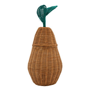 Hand-Woven Rattan Organizer with <b>Lid</b> Convenient <b>Storage</b> <b>Basket</b> - Product Image 1